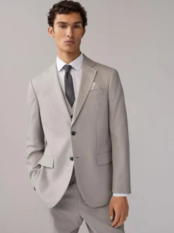 Next Neutral Regular Fit Textured Suit Jacket Sale