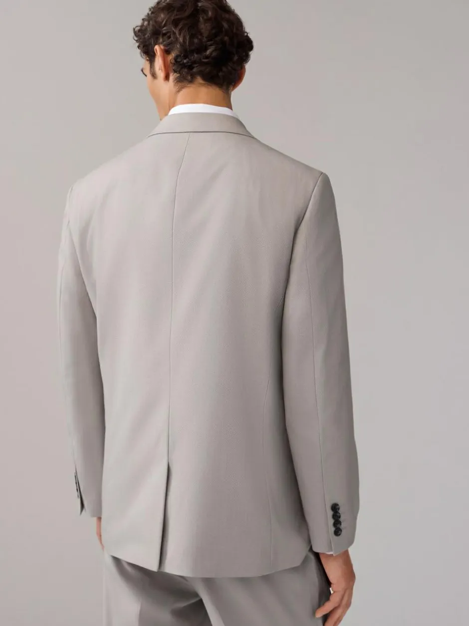 Next Neutral Regular Fit Textured Suit Jacket Sale