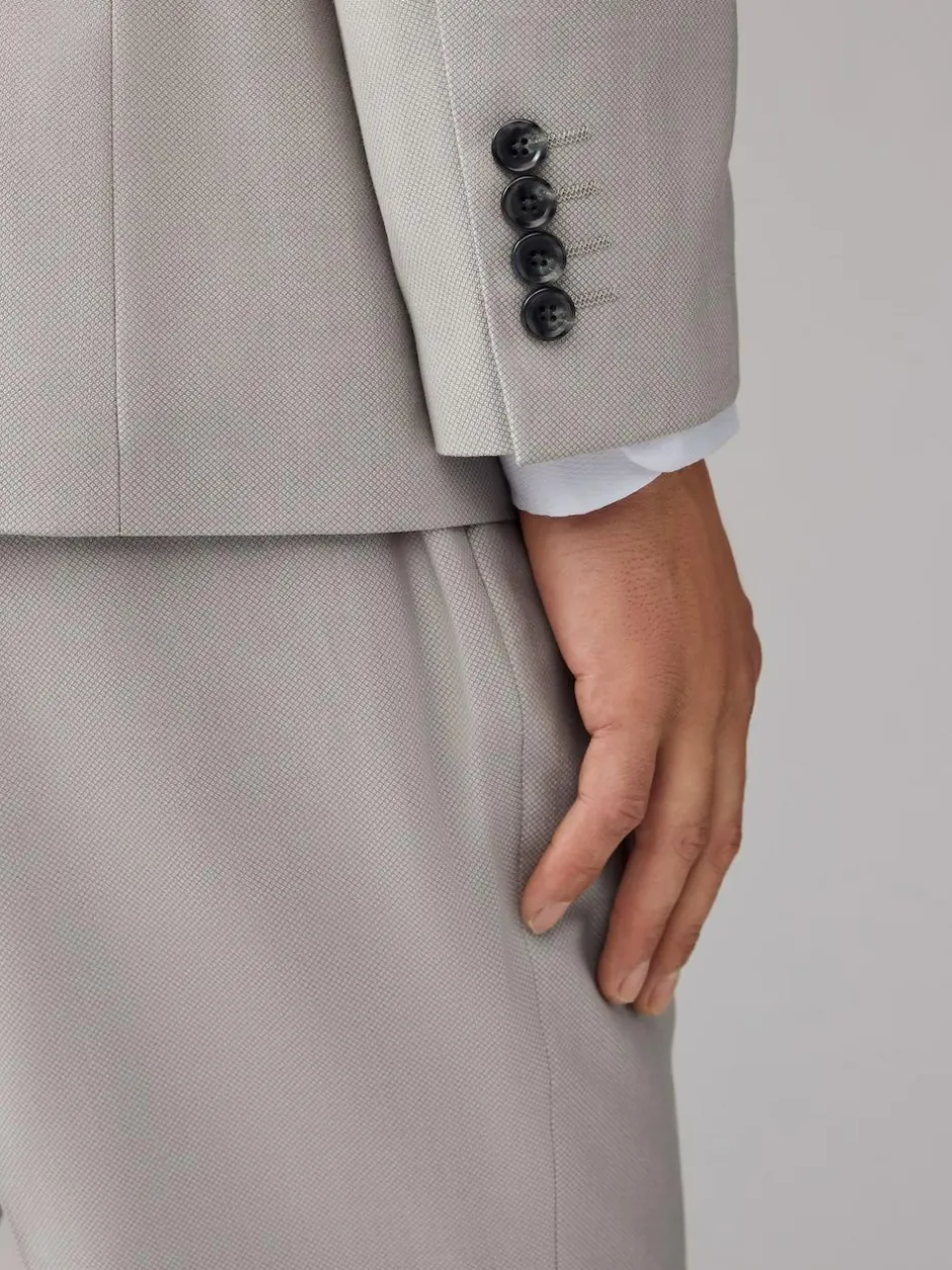 Next Neutral Regular Fit Textured Suit Jacket Sale