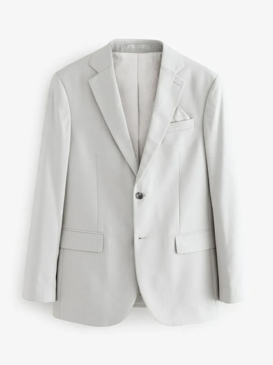 Next Neutral Regular Fit Textured Suit Jacket Sale