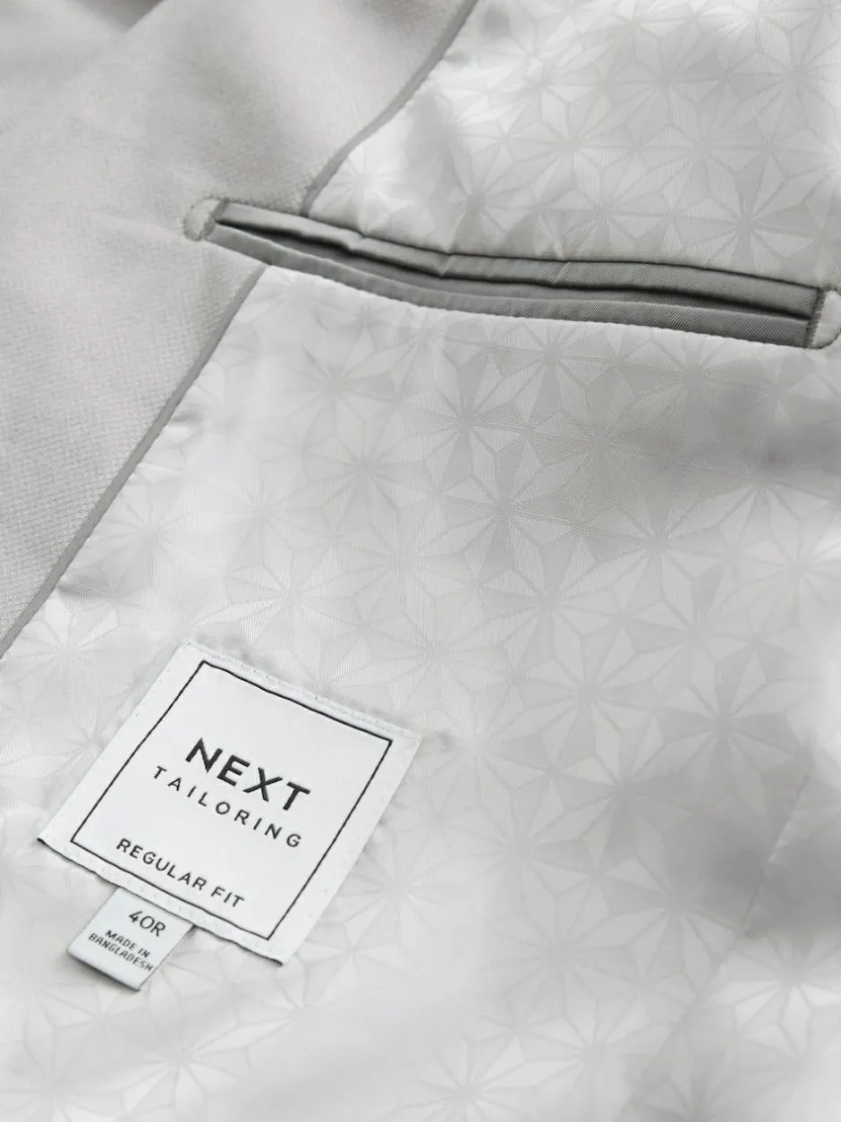 Next Neutral Regular Fit Textured Suit Jacket Sale