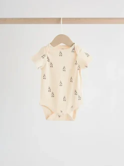 Next Neutral Short Sleeve Baby Bodysuits 5 Pack New