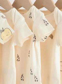 Next Neutral Short Sleeve Baby Bodysuits 5 Pack New