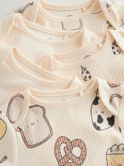 Next Neutral Short Sleeve Baby Bodysuits 5 Pack New