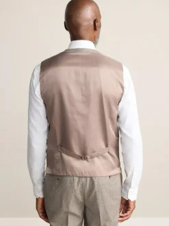Next Neutral Signature Marzotto 100% Italian Wool Check Suit Waistcoat Online