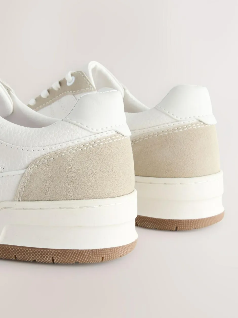 Next Smart Casual Trainers with Suede Trim Neutral Discount
