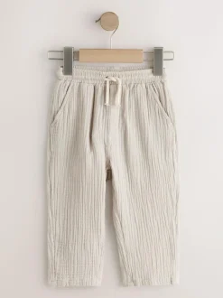 Next Soft Textured Pull On Trousers (3mths-7yrs) Neutral Sale