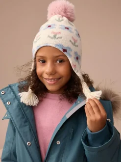 Next Neutral Stampy Flower Trapper Hat (3mths-13yrs) New