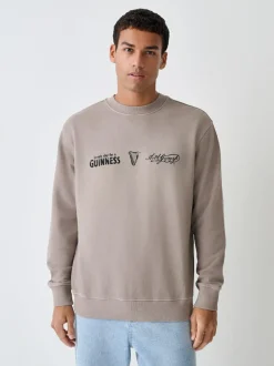 Next Neutral Stone Guinness Licence Graphic Crew Sweatshirt Hot