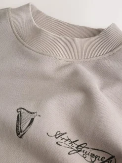 Next Neutral Stone Guinness Licence Graphic Crew Sweatshirt Hot