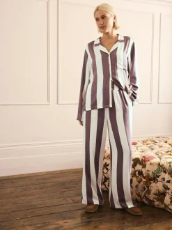 Next Button Through Pyjamas Neutral Stripe Hot