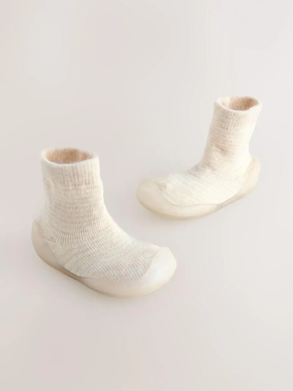 Next Crawler Sock Shoes Neutral Stripe New