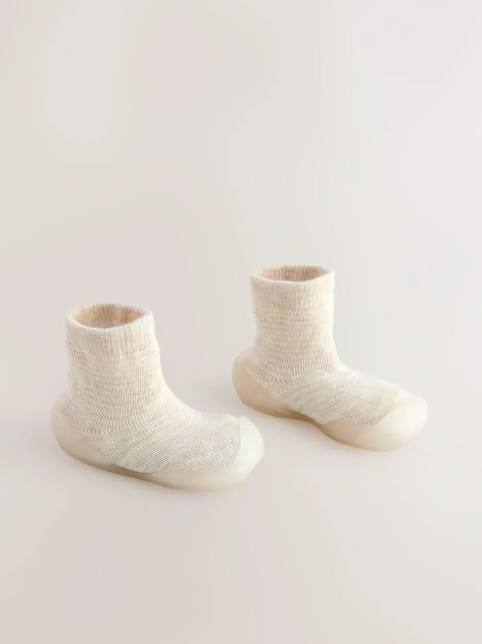 Next Crawler Sock Shoes Neutral Stripe New