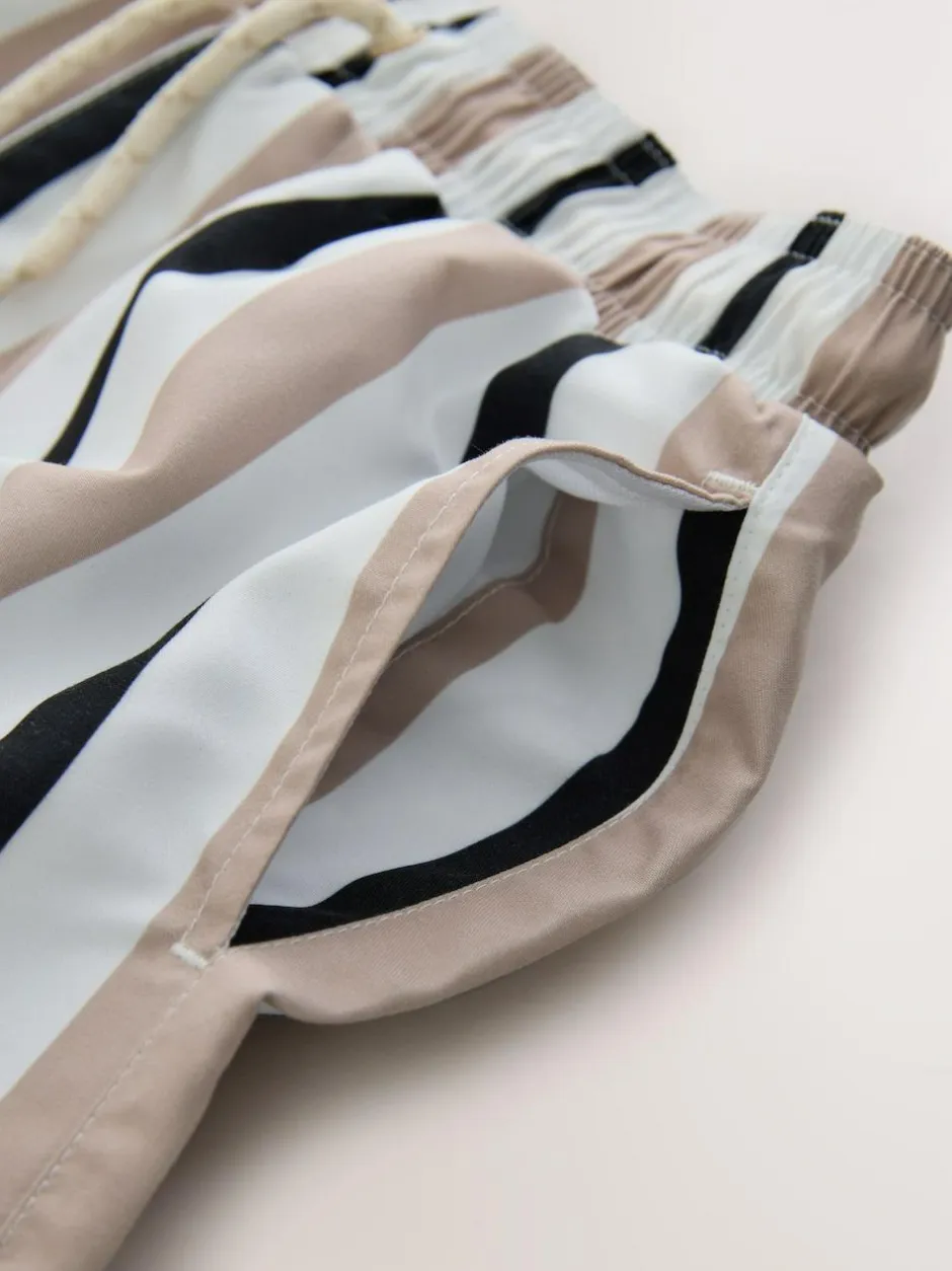 Next Printed Swim Shorts (3-16yrs) Neutral Stripe Outlet
