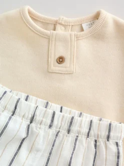 Next Neutral Stripe Sweat Top and Trousers Baby Set (0mths-2yrs) Best