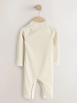 Next Striped Sunsafe Swimsuit and Hat Set (3mths-7yrs) Neutral Online