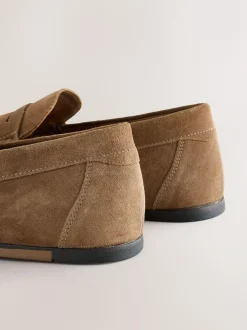 Next Neutral Suede Slim Loafers Hot