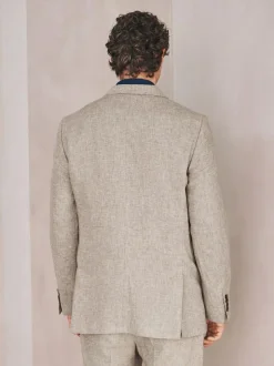 Next Tailored Fit Linen Blend Texture Suit Jacket Neutral Discount