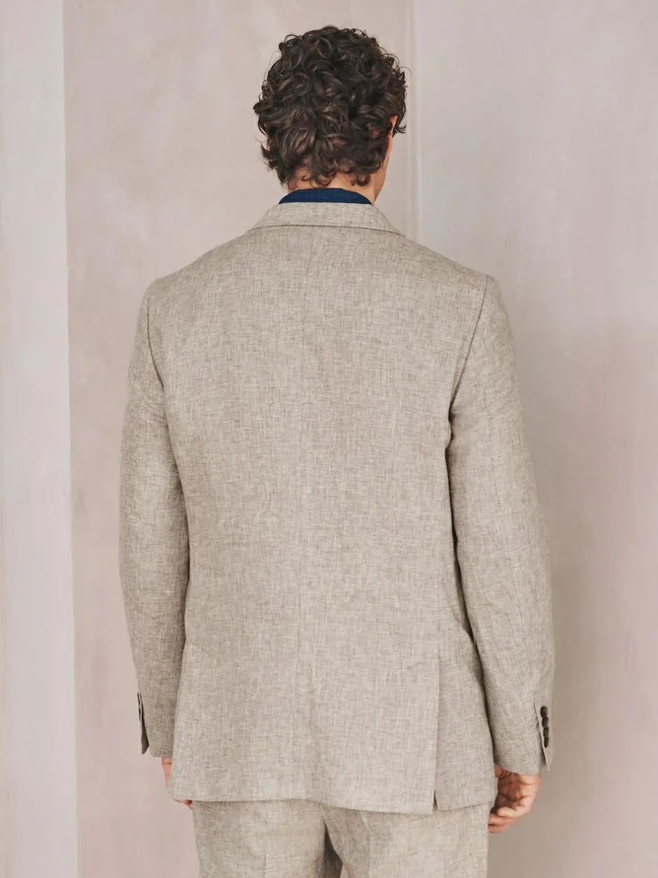 Next Tailored Fit Linen Blend Texture Suit Jacket Neutral Discount