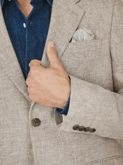 Next Tailored Fit Linen Blend Texture Suit Jacket Neutral Discount