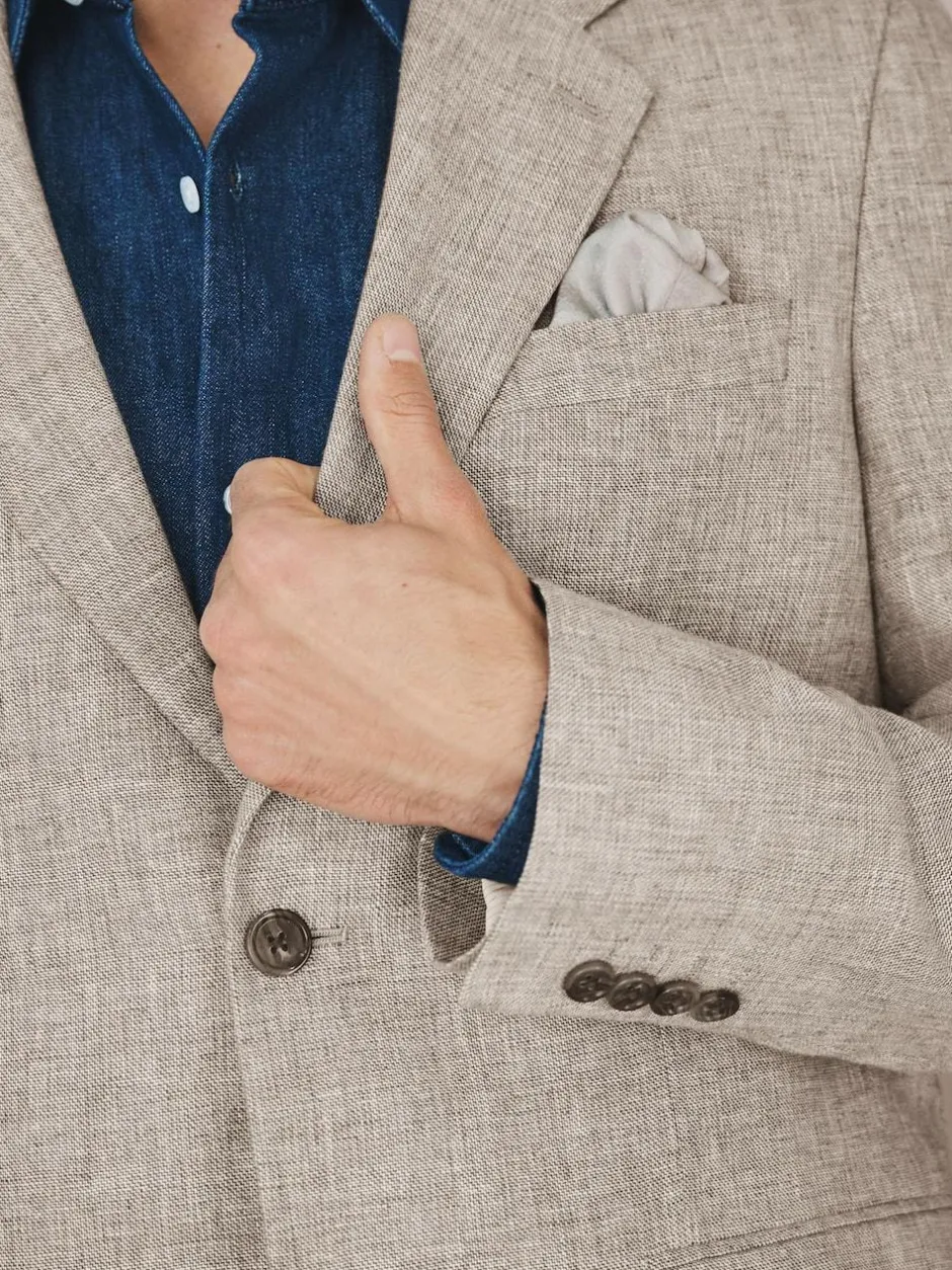 Next Tailored Fit Linen Blend Texture Suit Jacket Neutral Discount