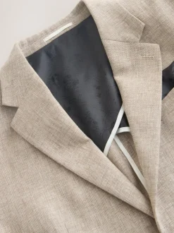 Next Tailored Fit Linen Blend Texture Suit Jacket Neutral Discount