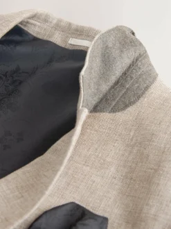 Next Tailored Fit Linen Blend Texture Suit Jacket Neutral Discount