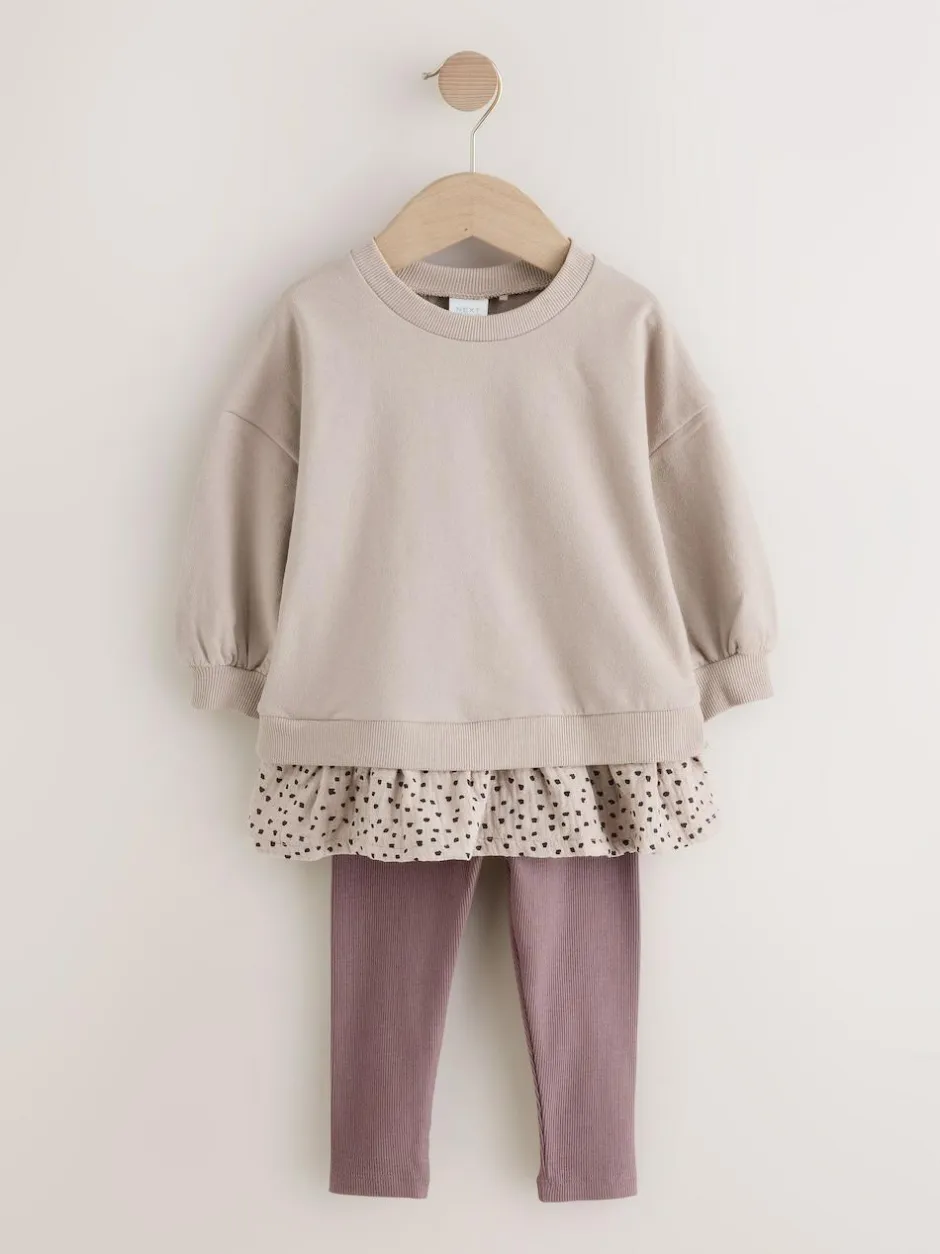 Next Long Sleeve Top and Leggings Set (3mths-7yrs) Neutral Tan Hot