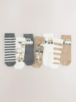 Next Neutral Transport Cotton Rich Socks 7 Pack Outlet