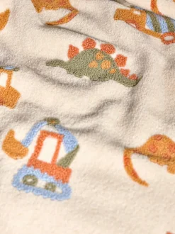 Next Neutral Tufted Dinosaurs & Diggers Borg Throw Blanket