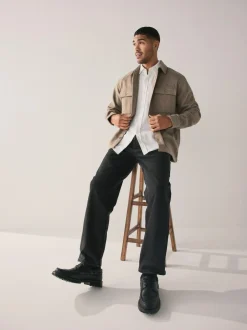Next Twin Pocket Shacket Overshirt with Wool Neutral Outlet