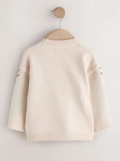 Next Neutral Vegetable Knitted Crew Neck Jumper (3mths-7yrs) Discount