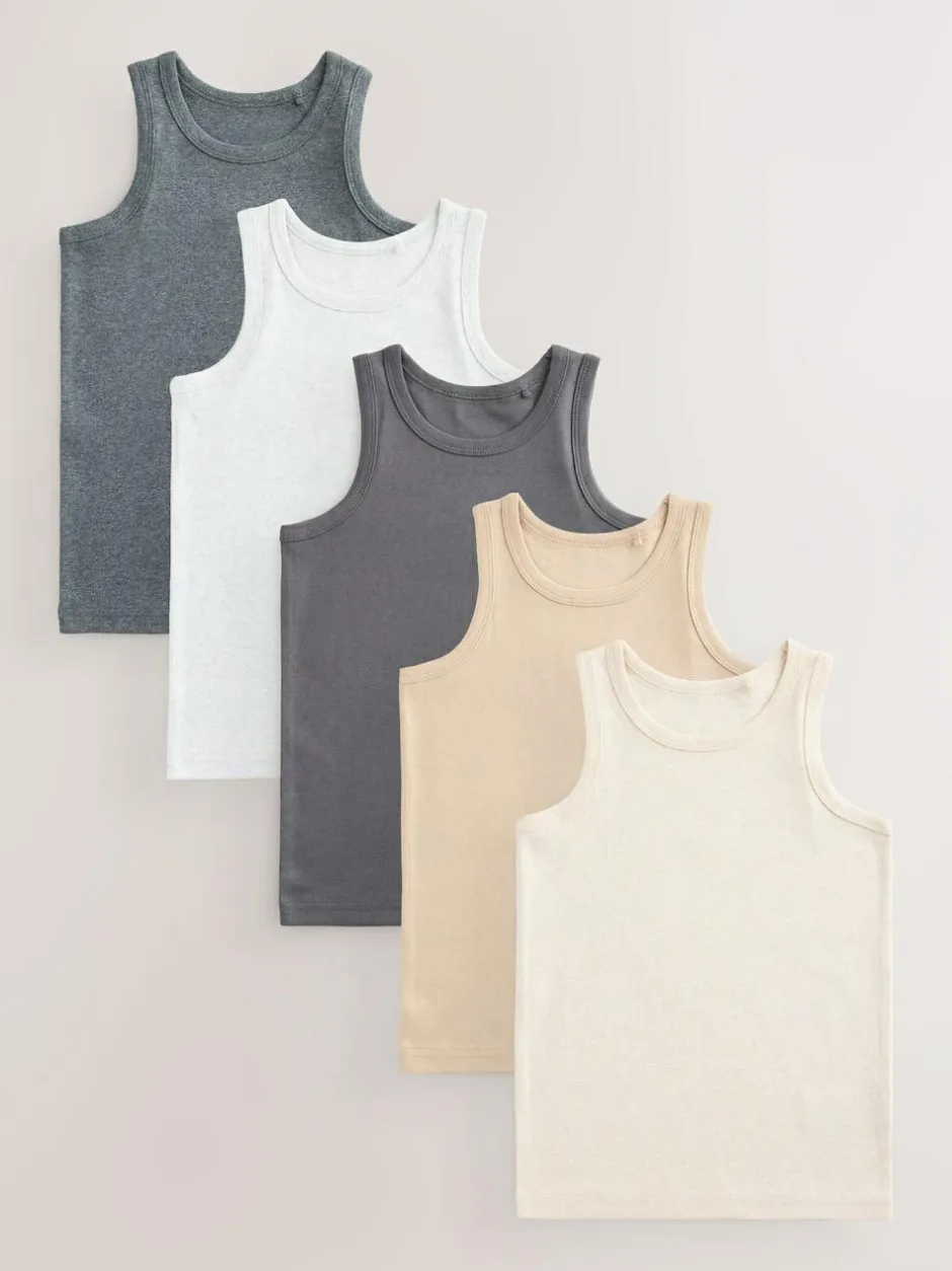 Next Neutral Vests 5 Pack (1.5-16yrs) Online