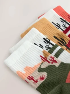 Next Neutral Western Cushioned Footbed Cotton Rich Ribbed Tipped Socks 5 Pack Outlet