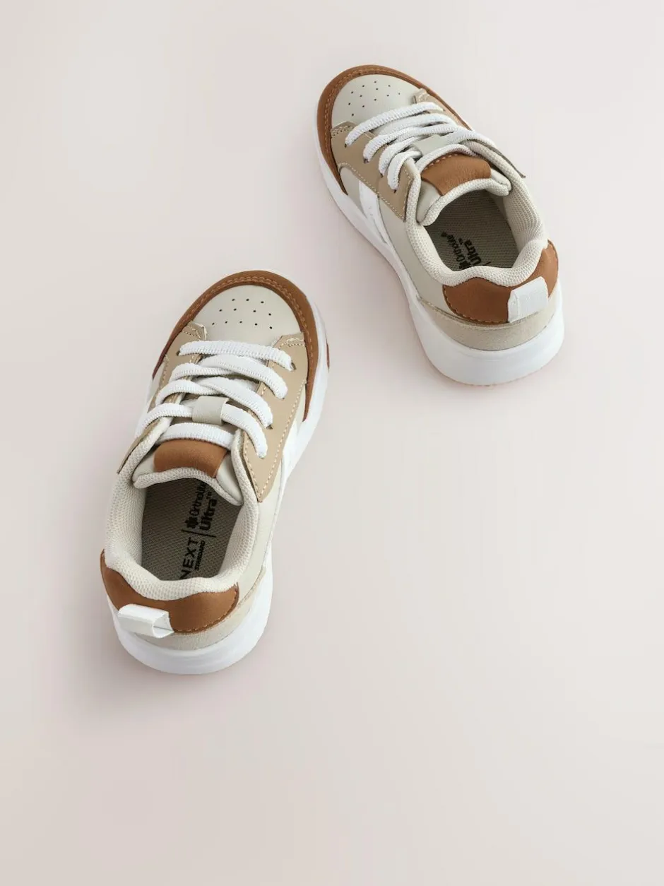 Next Wide Fit (G) Elastic Lace Trainers Neutral Clearance