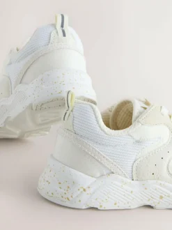 Next Wide Fit (G) Lace-Up Colourblock Trainers Neutral