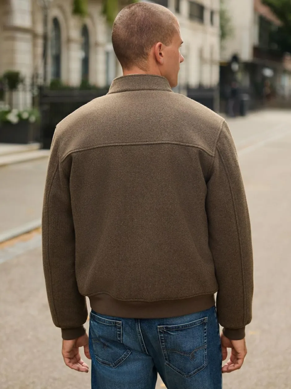Next Neutral Wool Look Borg Lined Harrington Jacket Discount