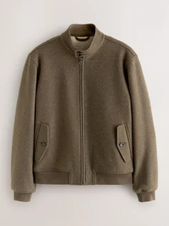 Next Neutral Wool Look Borg Lined Harrington Jacket Discount