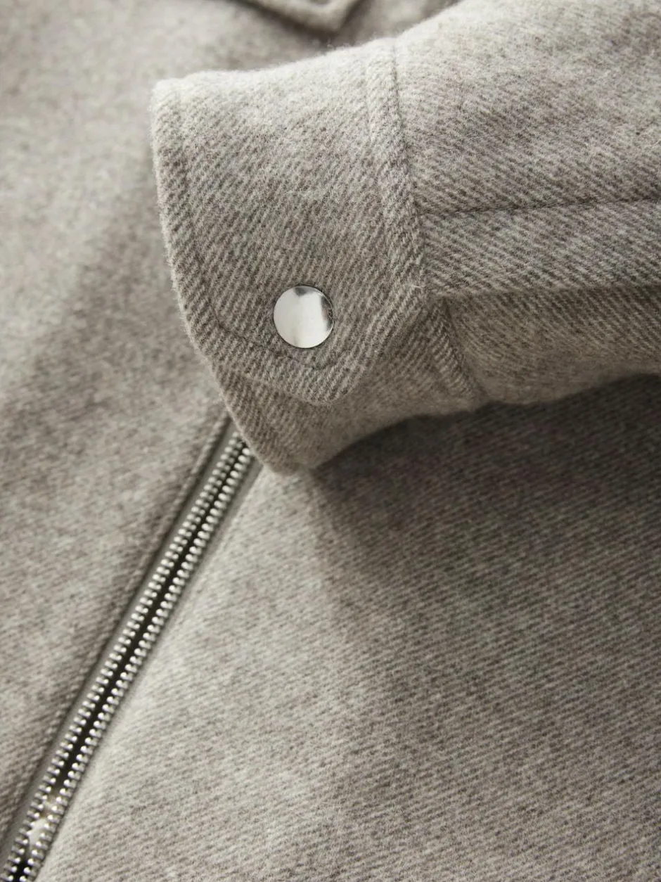 Next Neutral Wool Rich Borg Lined Shacket Hot