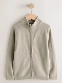 Next Neutral Zip Through Knitted Cardigan (3-16yrs) Sale