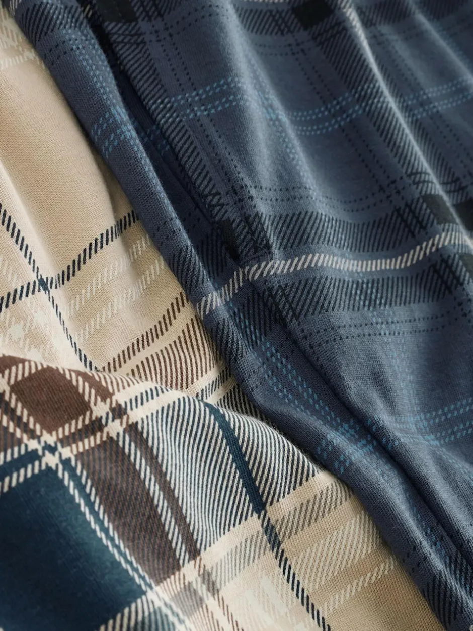 Next Neutral/Navy Check Jersey Short Sleeve Pyjamas Set 2 Pack Online