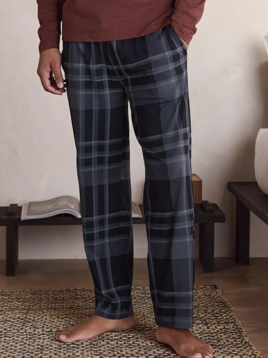 Next Neutral/Navy Check Jersey Short Sleeve Pyjamas Set 2 Pack Online