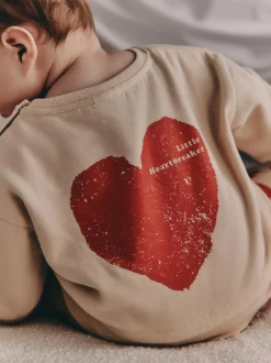 Next Neutral/Red Heartbreaker Sweatshirt and Leggings Baby Set (0mths-2yrs) Outlet