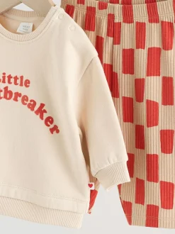 Next Neutral/Red Heartbreaker Sweatshirt and Leggings Baby Set (0mths-2yrs) Outlet