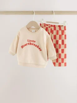 Next Neutral/Red Heartbreaker Sweatshirt and Leggings Baby Set (0mths-2yrs) Outlet