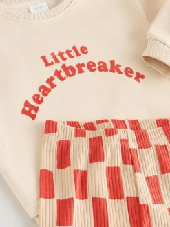Next Neutral/Red Heartbreaker Sweatshirt and Leggings Baby Set (0mths-2yrs) Outlet