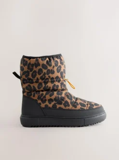 Never Fully Dressed Burgundy Leopard Nylon Padded Boots Discount