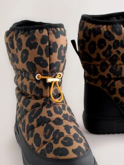 Never Fully Dressed Burgundy Leopard Nylon Padded Boots Discount