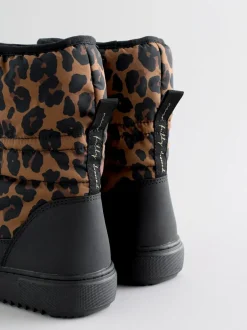 Never Fully Dressed Burgundy Leopard Nylon Padded Boots Discount