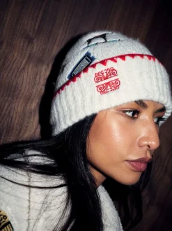 Never Fully Dressed Cream Embroidered Beanie Hot